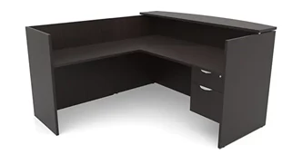 Reception Desks - L Shaped PBD Furniture 72in x 72in L-Shaped Reception Desk Single Hanging Pedestal with Laminate Transaction Counter