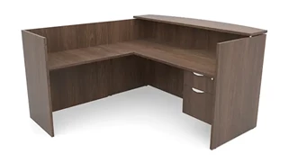 Reception Desks - L Shaped PBD Furniture 72in x 72in L-Shaped Reception Desk Single Hanging Pedestal with Laminate Transaction Counter