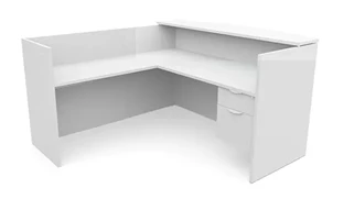 Reception Desks - L Shaped PBD Furniture 72in x 72in L-Shaped Reception Desk Single Hanging Pedestal with Laminate Transaction Counter