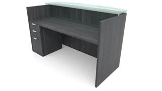 Reception Stand-Alone Desk PBD Furniture 72in x 30in Single Pedestal Reception Desk with Glass Transaction Counter