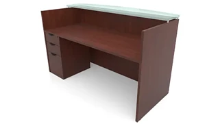 Reception Stand-Alone Desk PBD Furniture 72in x 30in Single Pedestal Reception Desk with Glass Transaction Counter