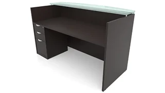 Reception Stand-Alone Desk PBD Furniture 72in x 30in Single Pedestal Reception Desk with Glass Transaction Counter