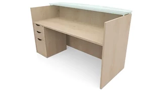 Reception Stand-Alone Desk PBD Furniture 72in x 30in Single Pedestal Reception Desk with Glass Transaction Counter
