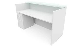 Reception Stand-Alone Desk PBD Furniture 72in x 30in Single Pedestal Reception Desk with Glass Transaction Counter