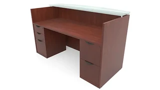 Reception Stand-Alone Desk PBD Furniture 72in x 30in Double Pedestal Reception Desk with Glass Transaction Counter