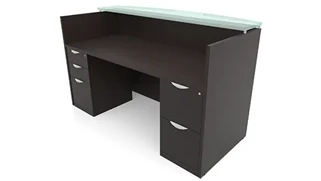 Reception Stand-Alone Desk PBD Furniture 72in x 30in Double Pedestal Reception Desk with Glass Transaction Counter
