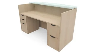 Reception Stand-Alone Desk PBD Furniture 72in x 30in Double Pedestal Reception Desk with Glass Transaction Counter