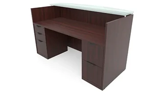 Reception Stand-Alone Desk PBD Furniture 72in x 30in Double Pedestal Reception Desk with Glass Transaction Counter