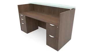 Reception Stand-Alone Desk PBD Furniture 72in x 30in Double Pedestal Reception Desk with Glass Transaction Counter