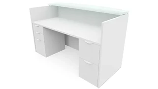 Reception Stand-Alone Desk PBD Furniture 72in x 30in Double Pedestal Reception Desk with Glass Transaction Counter