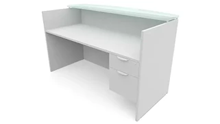 Reception Stand-Alone Desk PBD Furniture 72in x 30in Single Hanging Pedestal Reception Desk with Glass Transaction Counter