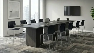 Conference Tables PBD Furniture 14ft Standing Height Cube Base Rectangular Conference Table