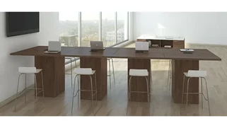 Conference Tables PBD Furniture 16ft Standing Height Cube Base Rectangular Conference Table