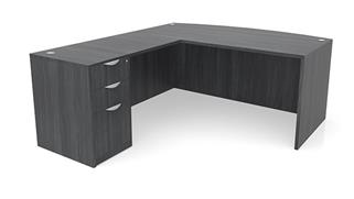 L Shaped Desks Office Source 66in x 77in Bow Front L-Desk Single Pedestal