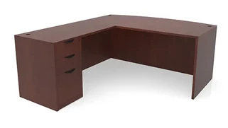 L Shaped Single Pedestal Desks PBD Furniture 72in x 88in Bow Front L-Desk Single Pedestal 
