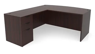 L Shaped Single Pedestal Desks PBD Furniture 66in x 77in Bow Front L-Desk Single Pedestal 