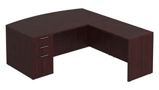 L Shaped Single Pedestal Desks PBD Furniture Bow-Front L-Desk 66in W x 60in D with 3 Drawer Pedestal