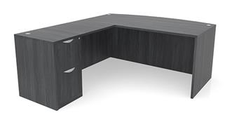L Shaped Desks Office Source 72in x 88in Bow Front L-Desk Single Pedestal