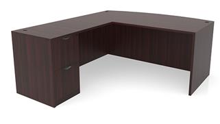 L Shaped Desks Office Source 66in x 82in Bow Front L-Desk Single Pedestal 