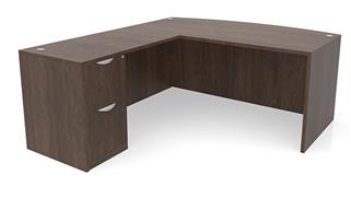 L Shaped Desks Office Source 66in x 82in Bow Front L-Desk Single Pedestal 