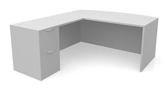 L Shaped Desks Office Source 66in x 70in Bow Front L-Desk Single Pedestal 