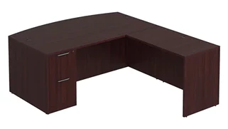 L Shaped Single Pedestal Desks PBD Furniture Bow-Front L-Desk 72in W x 88in D with 1 Pedestal