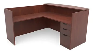 Reception Desks - L Shaped PBD Furniture 72in x 72in L-Shaped Reception Desk with Single Pedestal Laminate Transaction Counter
