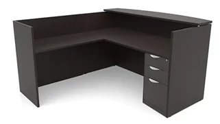 Reception Desks - L Shaped PBD Furniture 72in x 72in L-Shaped Reception Desk with Single Pedestal Laminate Transaction Counter