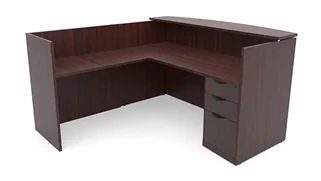 Reception Desks - L Shaped PBD Furniture 72in x 72in L-Shaped Reception Desk with Single Pedestal Laminate Transaction Counter