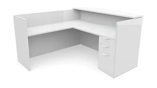 Reception Desks - L Shaped PBD Furniture 72in x 72in L-Shaped Reception Desk with Single Pedestal Laminate Transaction Counter