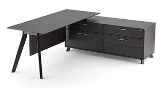 L Shaped Single Pedestal Desks PBD Furniture 82in x 63in L Shaped Desk with Drawer Storage