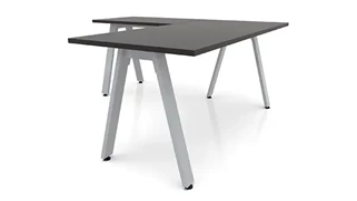 L Shaped Desk Shells PBD Furniture 60in x 72in Metal A-Leg L-Shaped Desk