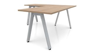 L Shaped Desks Office Source 60in x 78in Metal A-Leg L-Shaped Desk