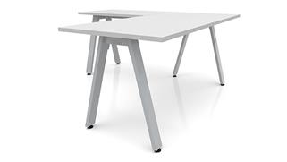 L Shaped Desks Office Source 66in x 66in Metal A-Leg L-Shaped Desk
