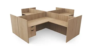 Workstations PBD Furniture Four Person Workstation - Single Hanging Pedestal