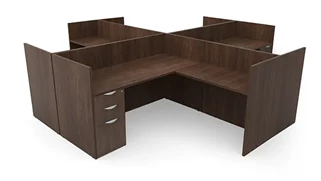 Workstations PBD Furniture Four Person Workstation - Single Pedestal