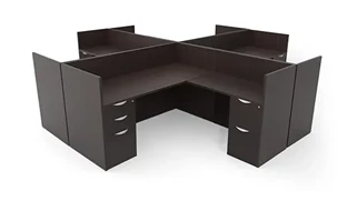 Workstations PBD Furniture Four Person Workstation - Double Pedestal