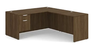 L Shaped Single Pedestal Desks PBD Furniture 66in x 77in Single Hanging Pedestal L-Desk