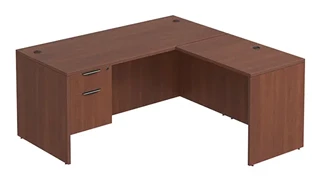 L Shaped Single Pedestal Desks PBD Furniture L-Desk 66in W x 60in D with 1 Hanging Pedestal