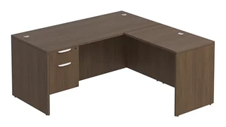 L Shaped Single Pedestal Desks PBD Furniture L-Desk 66in W x 72in D with 1 Hanging Pedestal