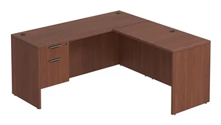 L Shaped Single Pedestal Desks PBD Furniture L-Desk 60in W x 59in D with 1 Pedestal