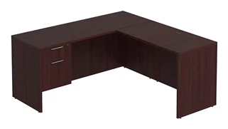 L Shaped Single Pedestal Desks PBD Furniture L-Desk 66in W x 54in D with 1 Hanging Pedestal