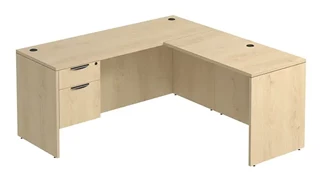 L Shaped Single Pedestal Desks PBD Furniture L-Desk 60in W x 48in D with Hanging Pedestal