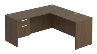L Shaped Single Pedestal Desks PBD Furniture L-Desk 66in W x 48in D with Hanging Pedestal