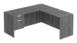 L Shaped Single Pedestal Desks PBD Furniture L-Desk 71in W x 48in D with Hanging Pedestal