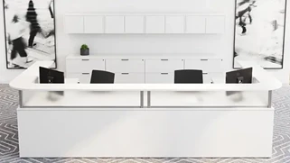 Reception Desks - U Shaped PBD Furniture Reception 2 Person Suite Glass Counter Laterals