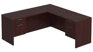 L Shaped Double Pedestal Desks PBD Furniture L-Desk 66in W x 66in D with 2 Pedestals