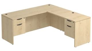 L Shaped Double Pedestal Desks PBD Furniture L-Desk 66in W x 72in D with 2 Hanging Pedestals