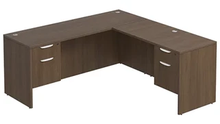 L Shaped Double Pedestal Desks PBD Furniture L-Desk 72in W x 59in D with 2 Pedestals