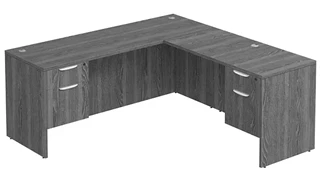 L Shaped Double Pedestal Desks PBD Furniture L-Desk 72in W x 66in D with 2 Pedestals